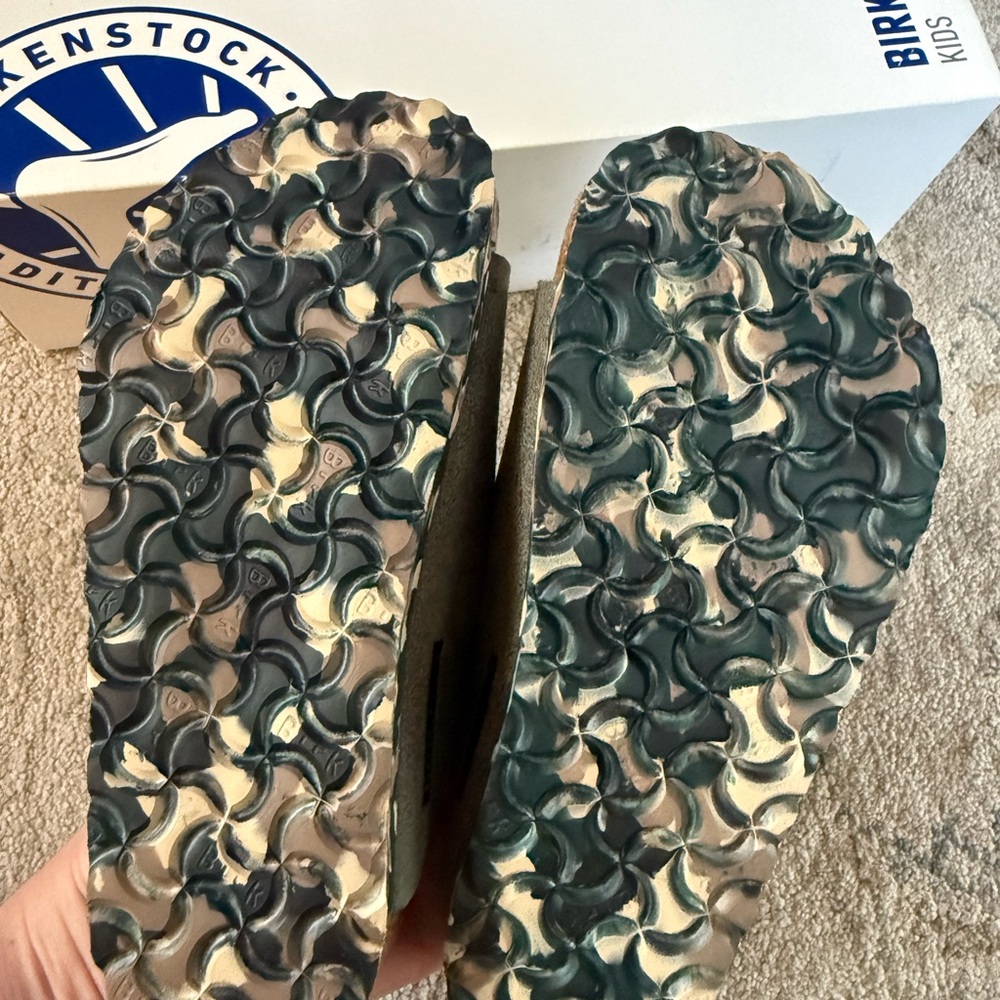 Birkenstock Arizona Two-Strap Suede Sandal in Sandwash Green Camo - Picture 4 of 5
